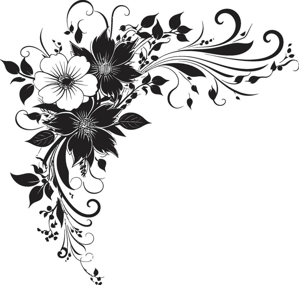 místico noir composición mano dibujado vector icono tinta noir floraciones mano dibujado vector logo icono