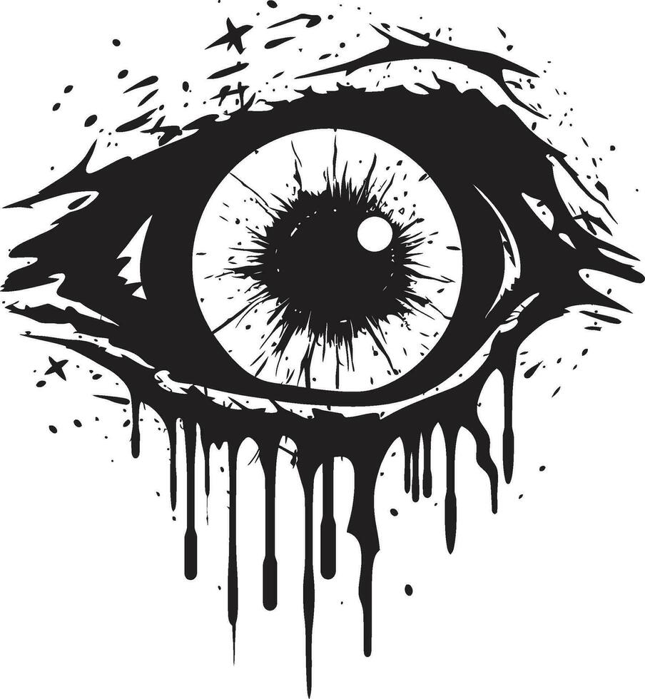Sinister Horror Gaze Black Vector Scary Eye Demonic Zombie Eyeball Creepy Black Icon
