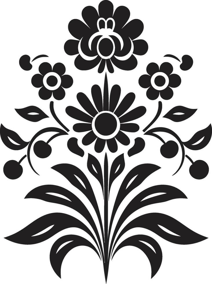 Artisanal Flourish Ethnic Floral Emblem Logo Tribal Blossom Decorative Ethnic Floral Icon vector