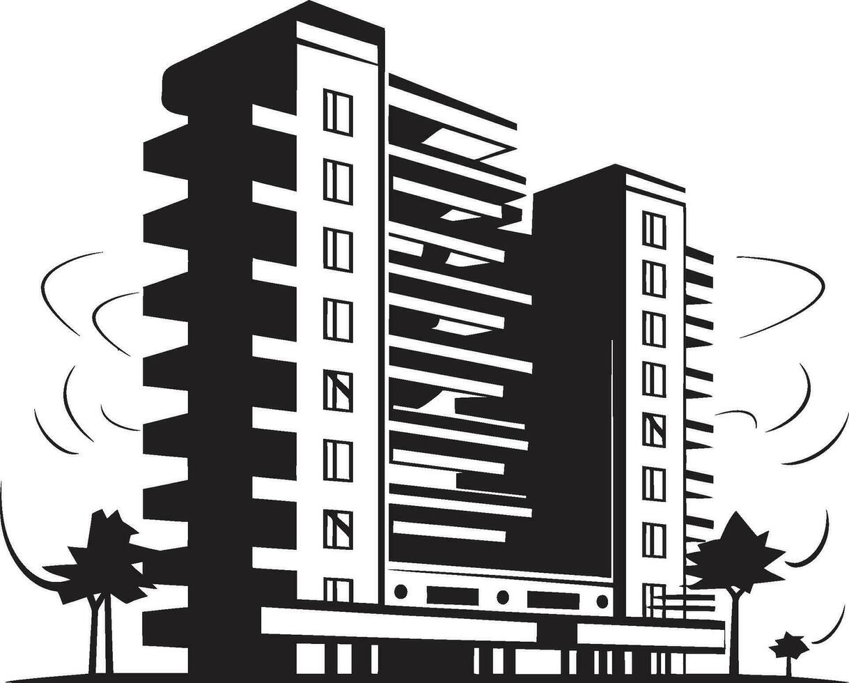 ciudad alturas fusión multifloral rascacielos vector icono céntrico metrópoli sinfonía multipiso edificio vector diseño