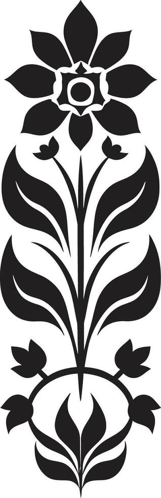 Abstract Garden Tiles Geometric Floral Icon Petal Patterns Black Vector Florals