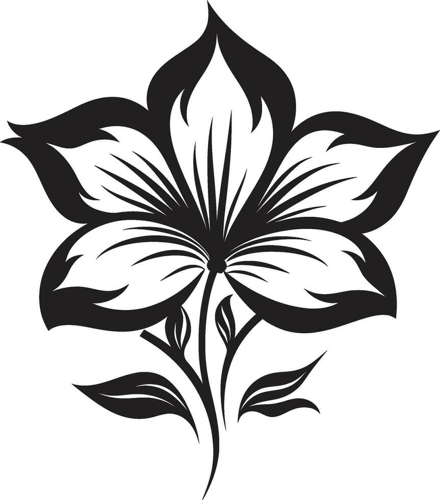 Clean Floral Elegance Artistic Vector Emblem Whimsical Single Flower Minimal Black Iconic Design