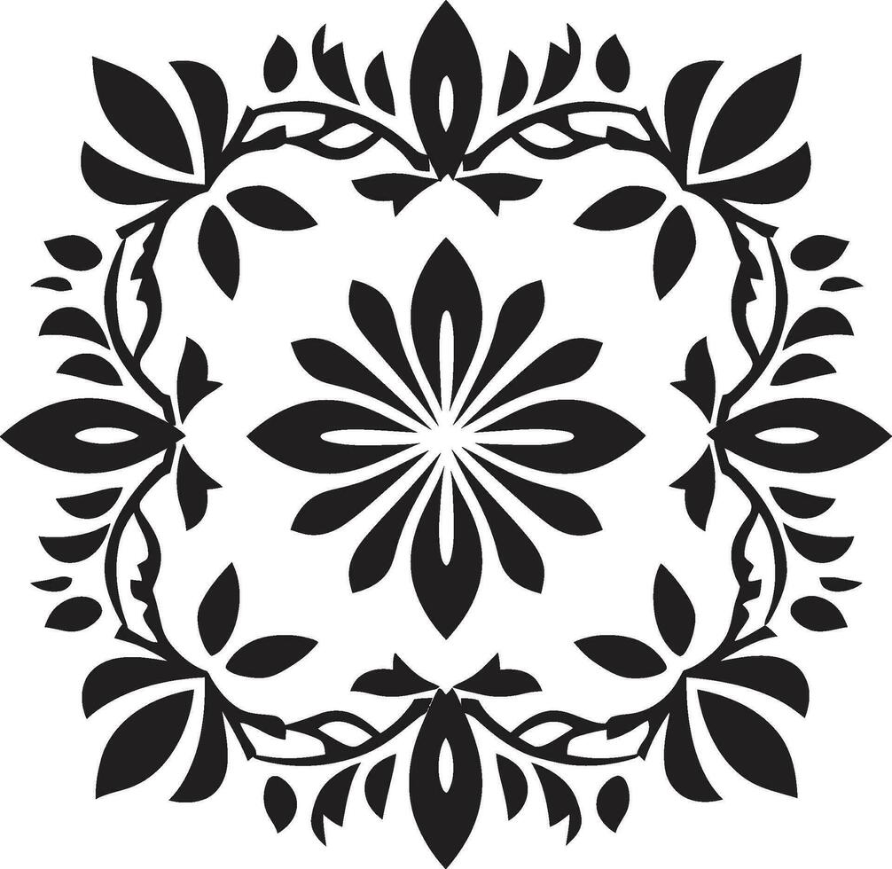 Abstract Florals Geometric Tile Design Intricate Geometry Black Floral Vector Logo