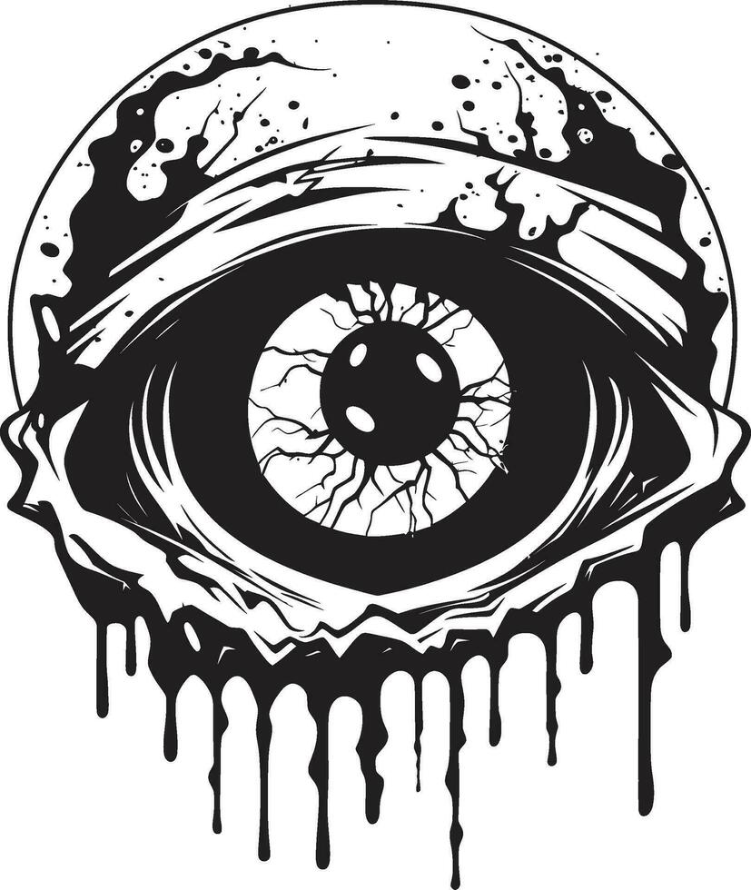 aterrador zombi mirar fijamente Siniestro ojo emblema siniestro mirada negro vector de miedo ojo