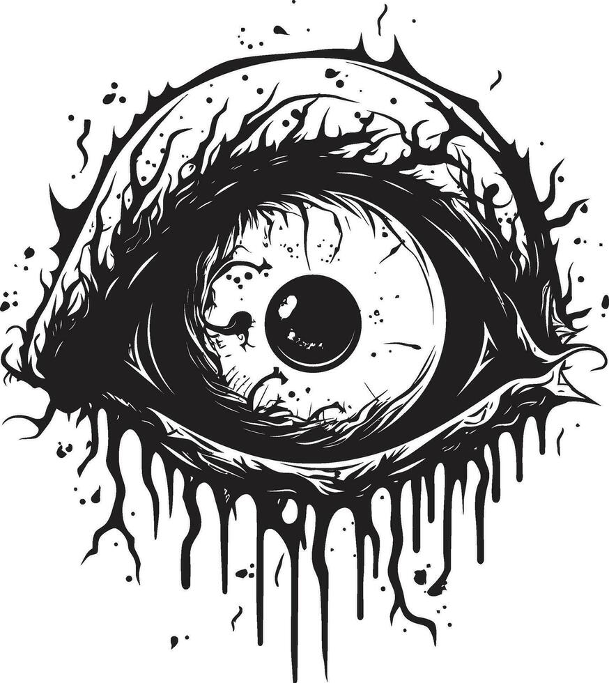 de pesadilla destello negro zombi ojo diseño macabro mirar fijamente Siniestro vector ojo icono