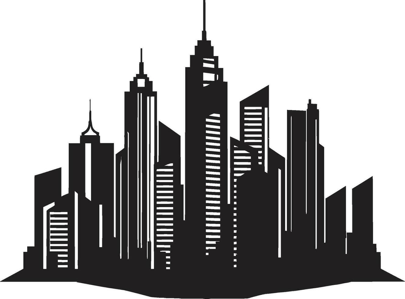 City Horizon Illustration Multifloor Building in Vector Logo Urban Multifloor High rise Cityscape Vector Icon Design