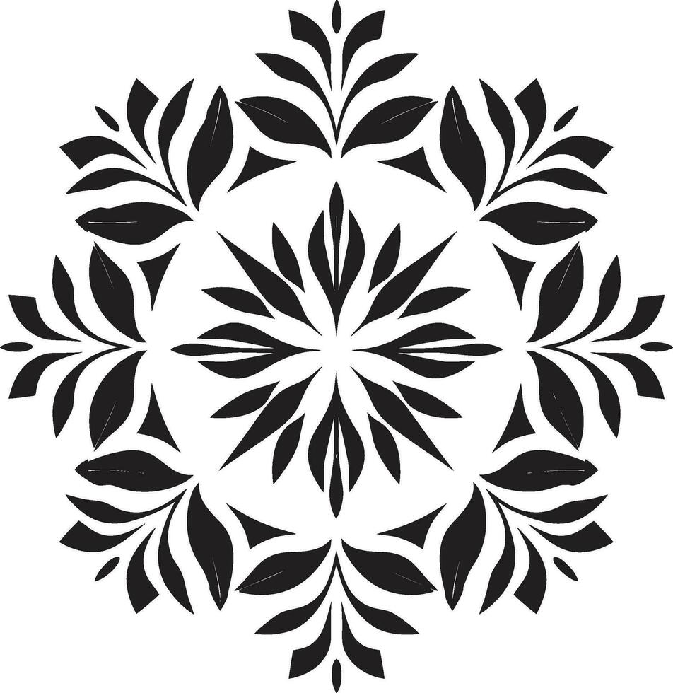 botánico simetría negro vector floral diseño pétalo geometría geométrico floral icono en negro loseta