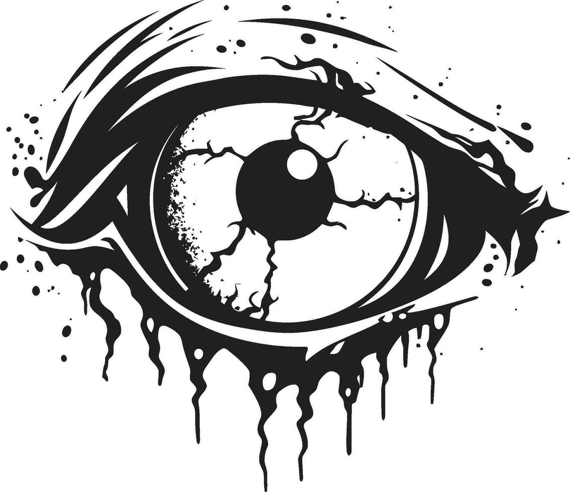 amenazador sobrenatural ojo Siniestro negro icono obsesionado zombi Mira vector de miedo ojo emblema