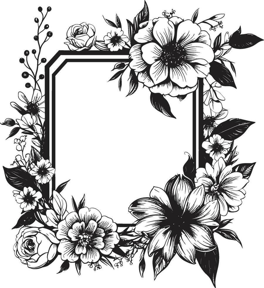 agraciado pétalo limítrofe decorativo negro logo botánico elegancia negro floral marco icono vector