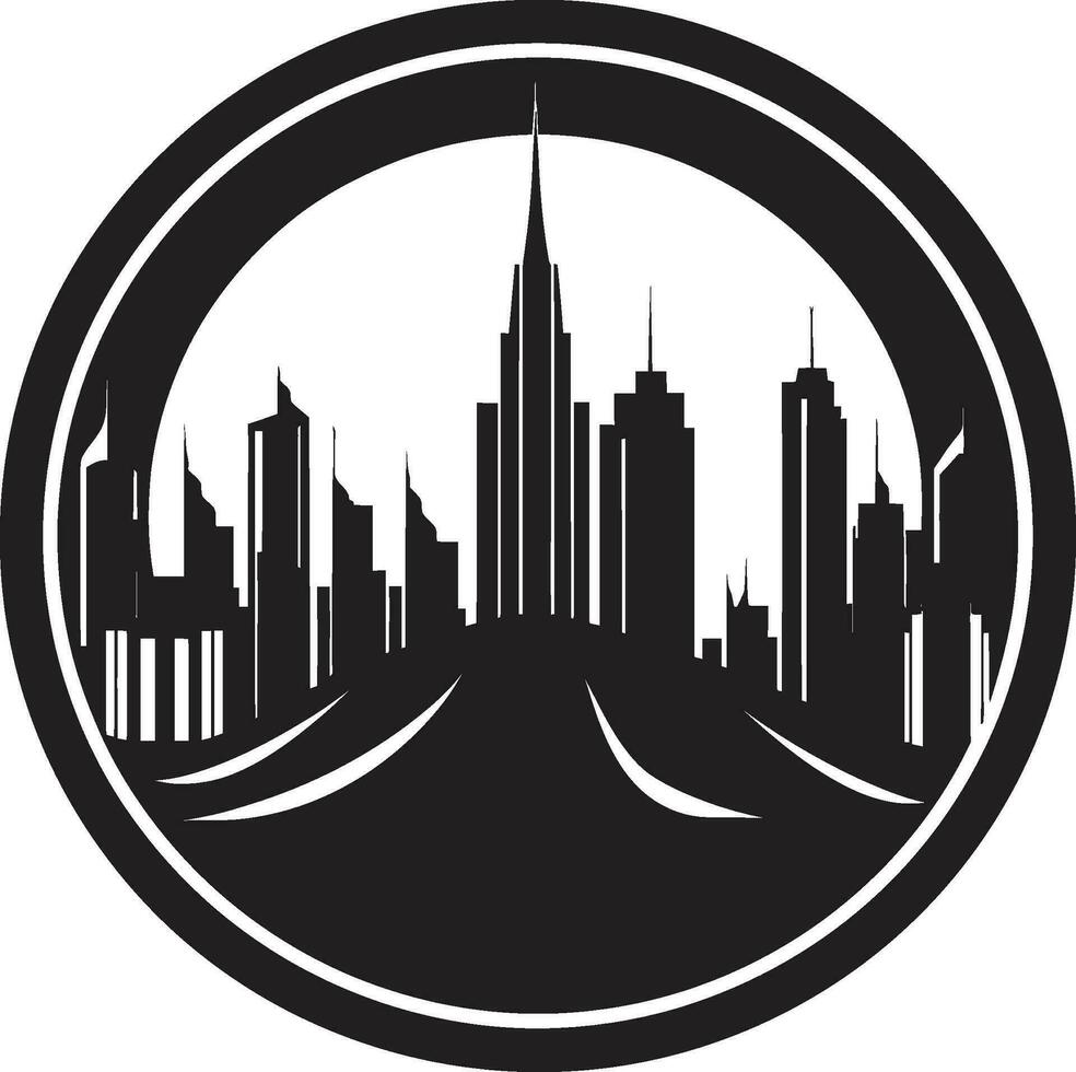 Downtown Multifloor Impression Multifloor Vector Logo Design Cityline Skyscraper Silhouette Urban Building in Vector Icon