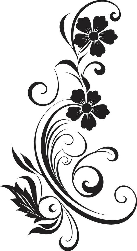 Artful Botanical Rendering Iconic Vector Logo Captivating Hand Drawn Compositions Black Vector
