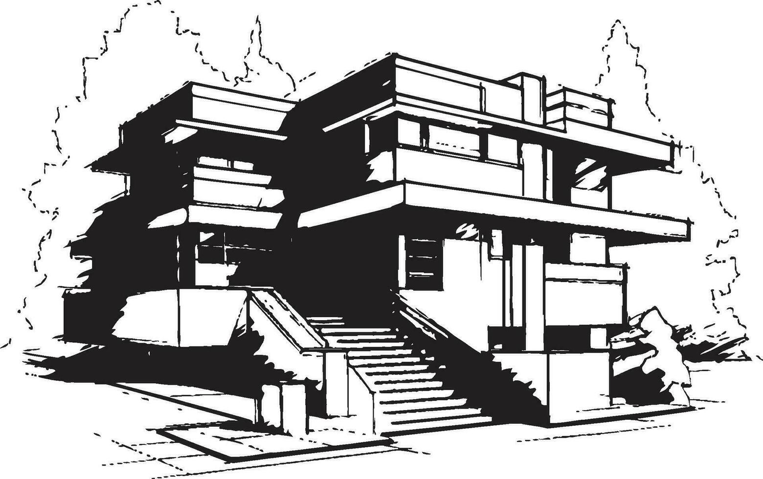 Tri Crest Dwelling Iconic Representation of Elevation Tri Vertex Villa Vector Emblem of Grand Living