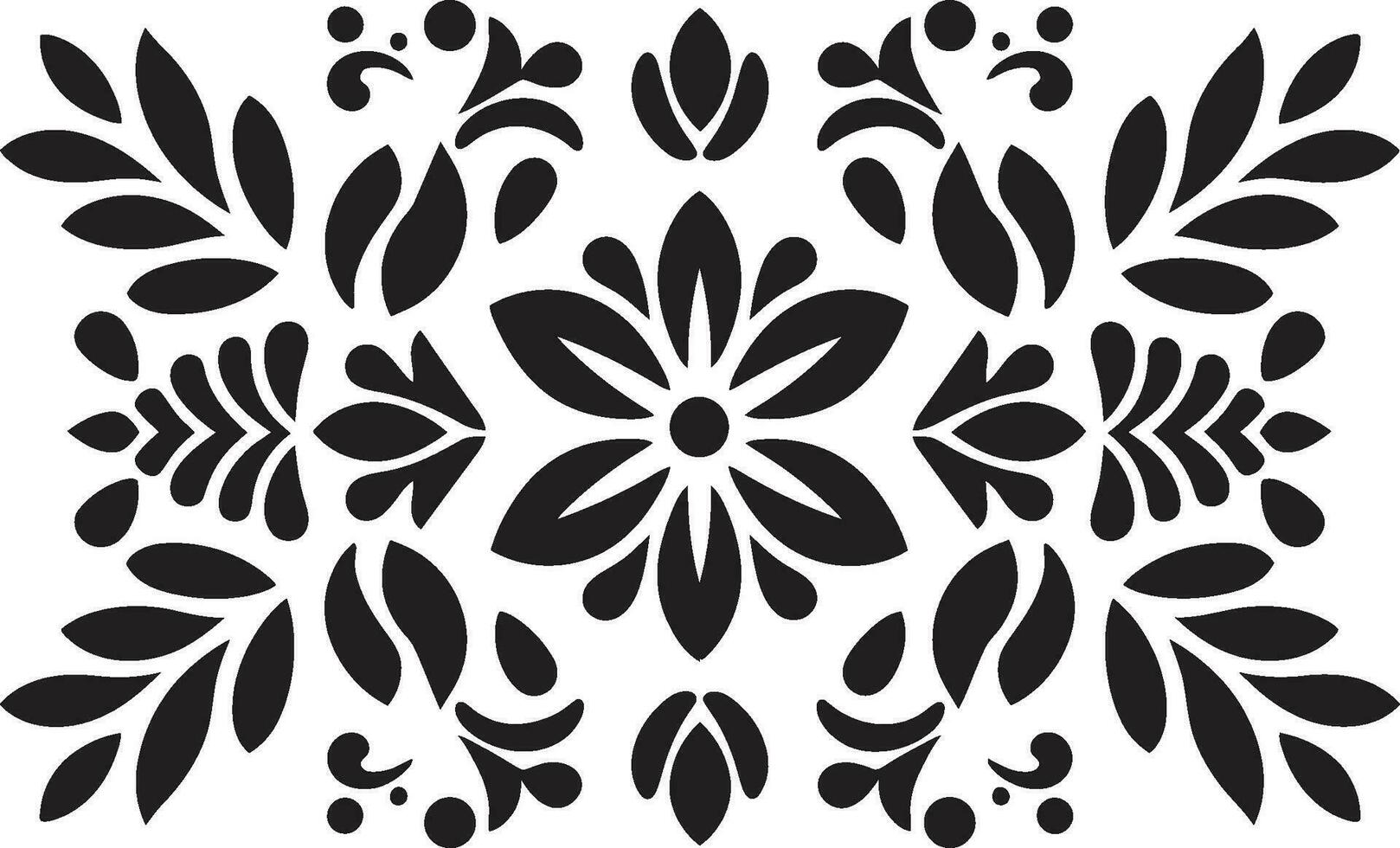 Structured Botanicals Black Tile Floral Design Floral Gridwork Geometric Vector Tile Logo