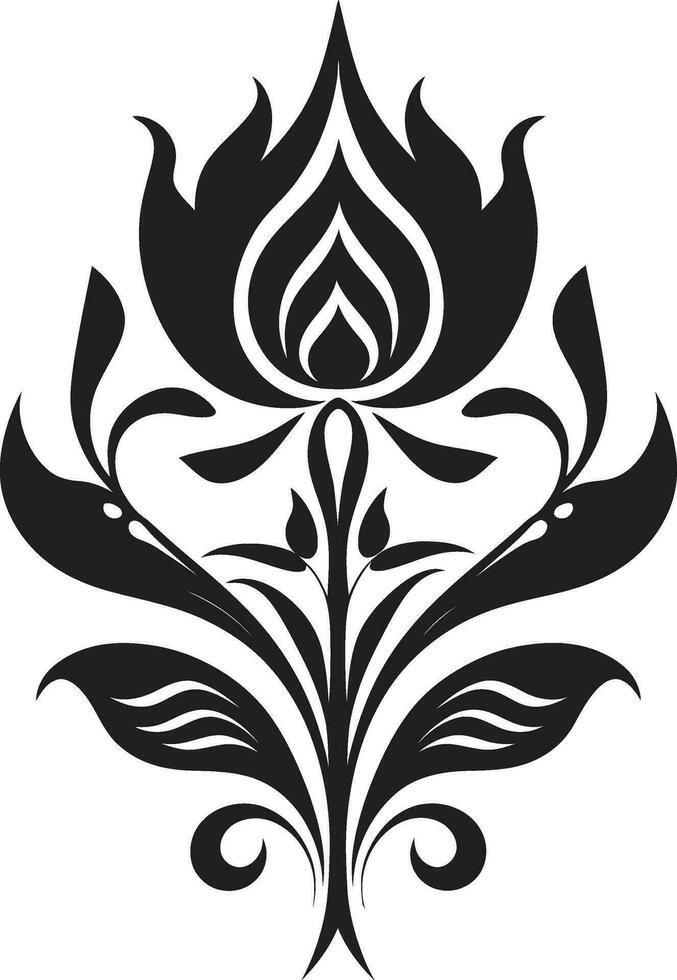 Traditional Flourish Decorative Ethnic Floral Vector Ethnic Bloom Floral Emblem Logo Icon