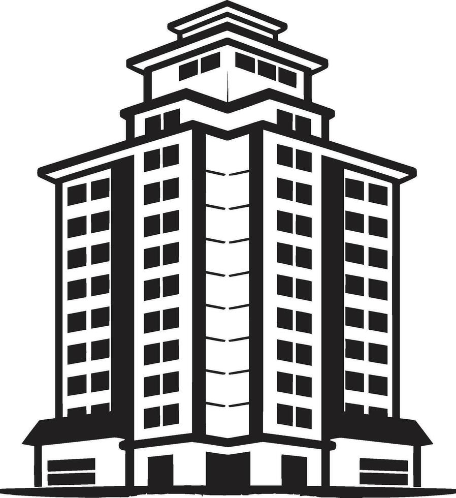Metropolis Visions Multifloral Building Vector Icon in Cityscape Urban Cityline Vista Multifloor Cityscape Vector Icon Design