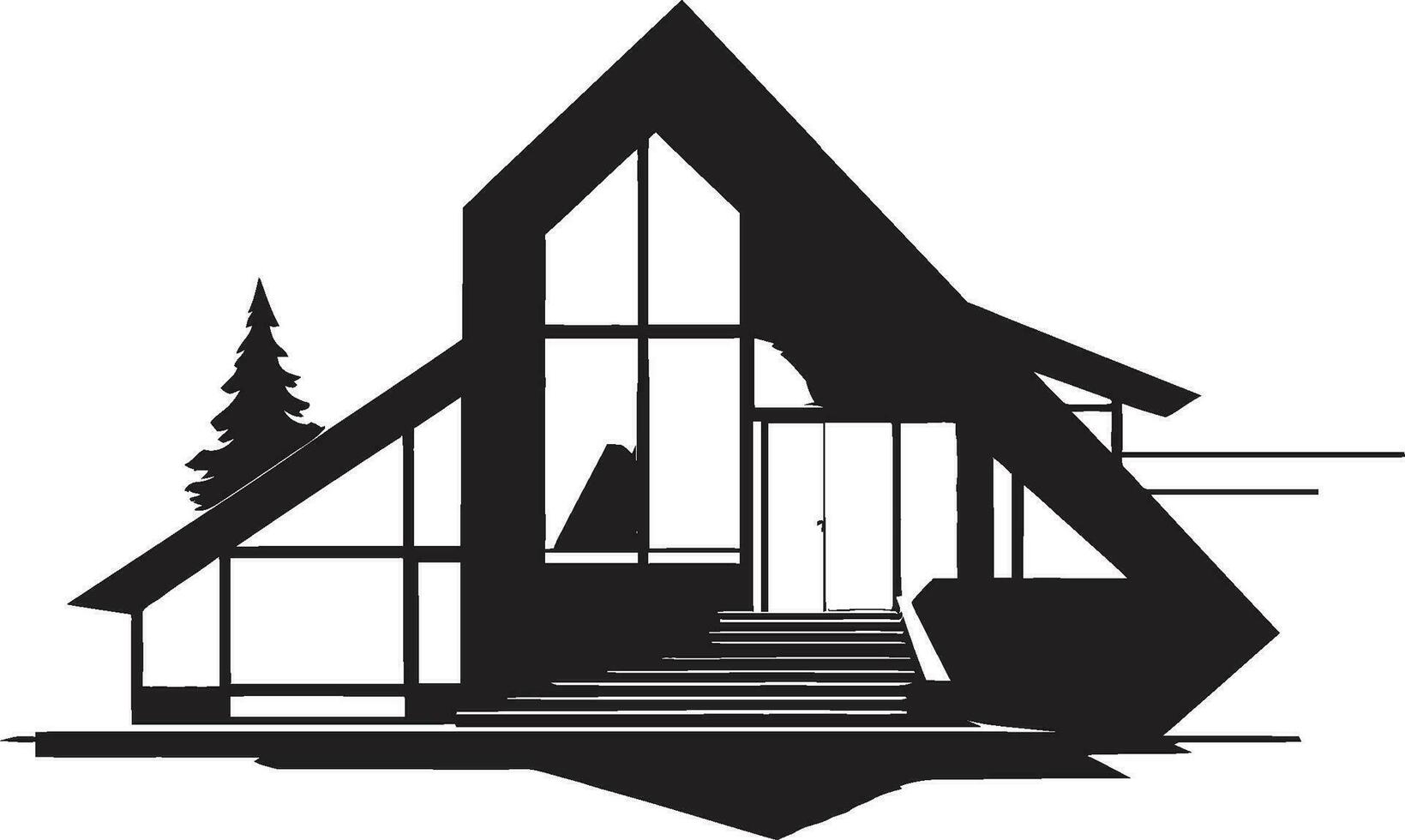 Trendy Habitat Mark Modern House Design Vector Logo Elegant Living Symbol Stylish House Idea Vector Icon