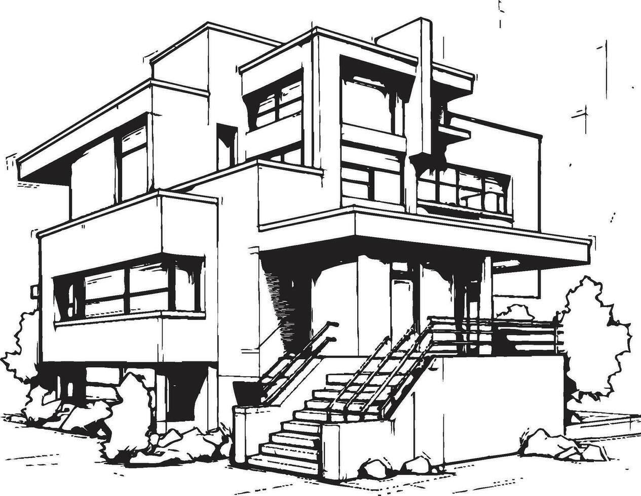 Elevated Residence Symbol Multi Level House Idea Vector Icon Urban Skyscraper Emblem Multi Floor House Design Vector Icon