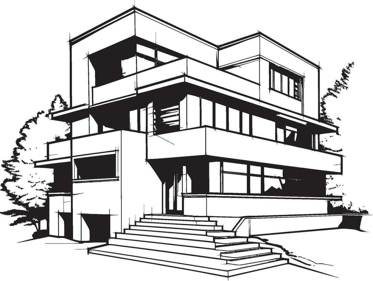 tríptico apéndice residencia emblema de residencial elegancia en vector diseño tríada opulencia icono de tri nivel lujo vivo en vector Arte