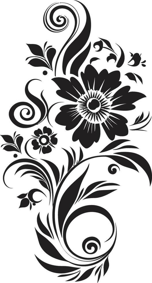 Majestic Botanical Illustration Iconic Vector Logo Charming Hand Rendered Vines Black Vector Design