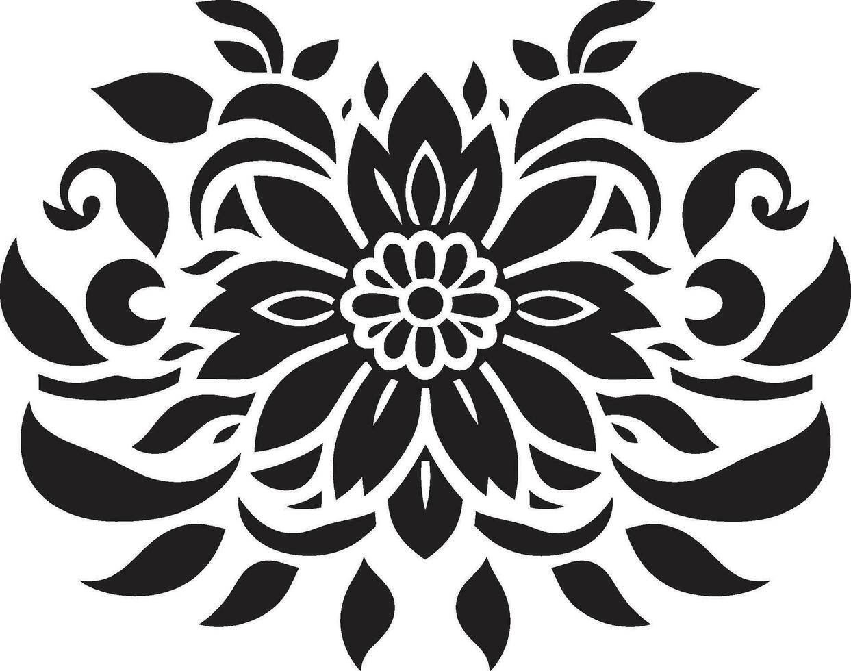 Elegant Patterns Black Floral Vector Logo Flower Tessellations Geometric Emblem in Black