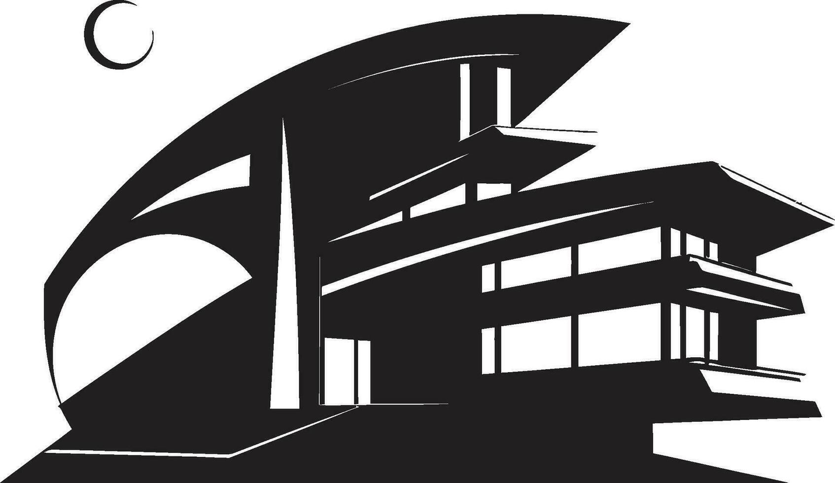 Modernistic Abode Symbol Futuristic House Vector Emblem Techno Dwelling Mark House Design in Vector Logo