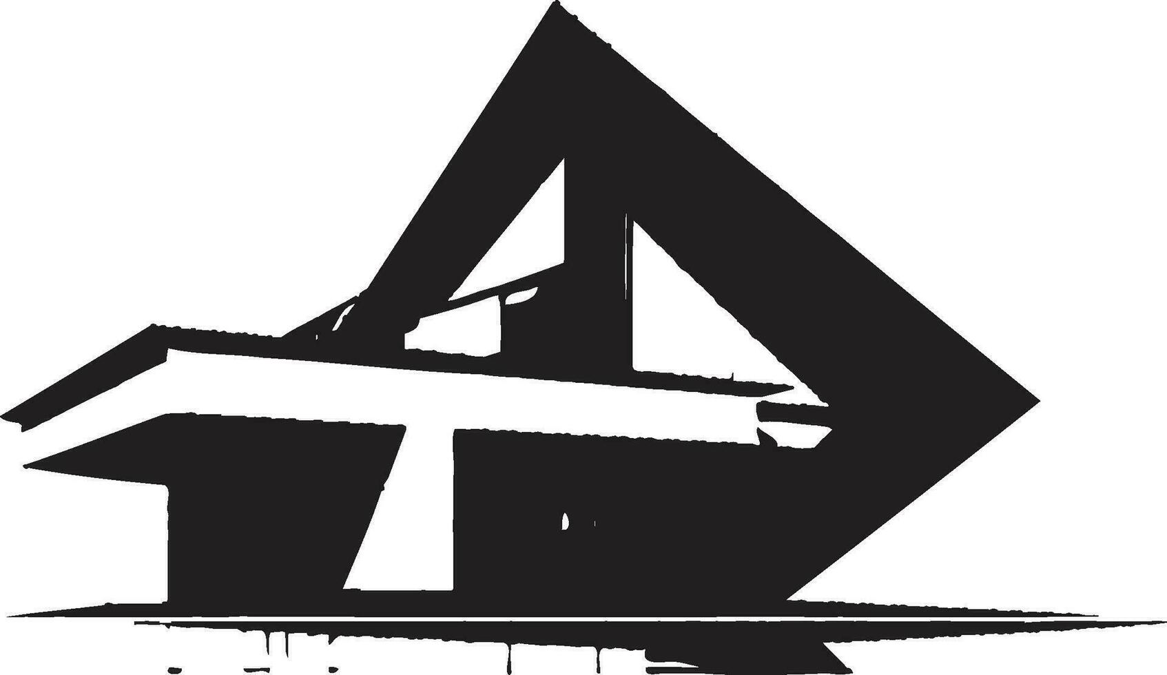 Iconic Minimalism Bold House Sketch in Vector Icon Design Innovative Home Blueprint Conceptual House Sketch Emblem