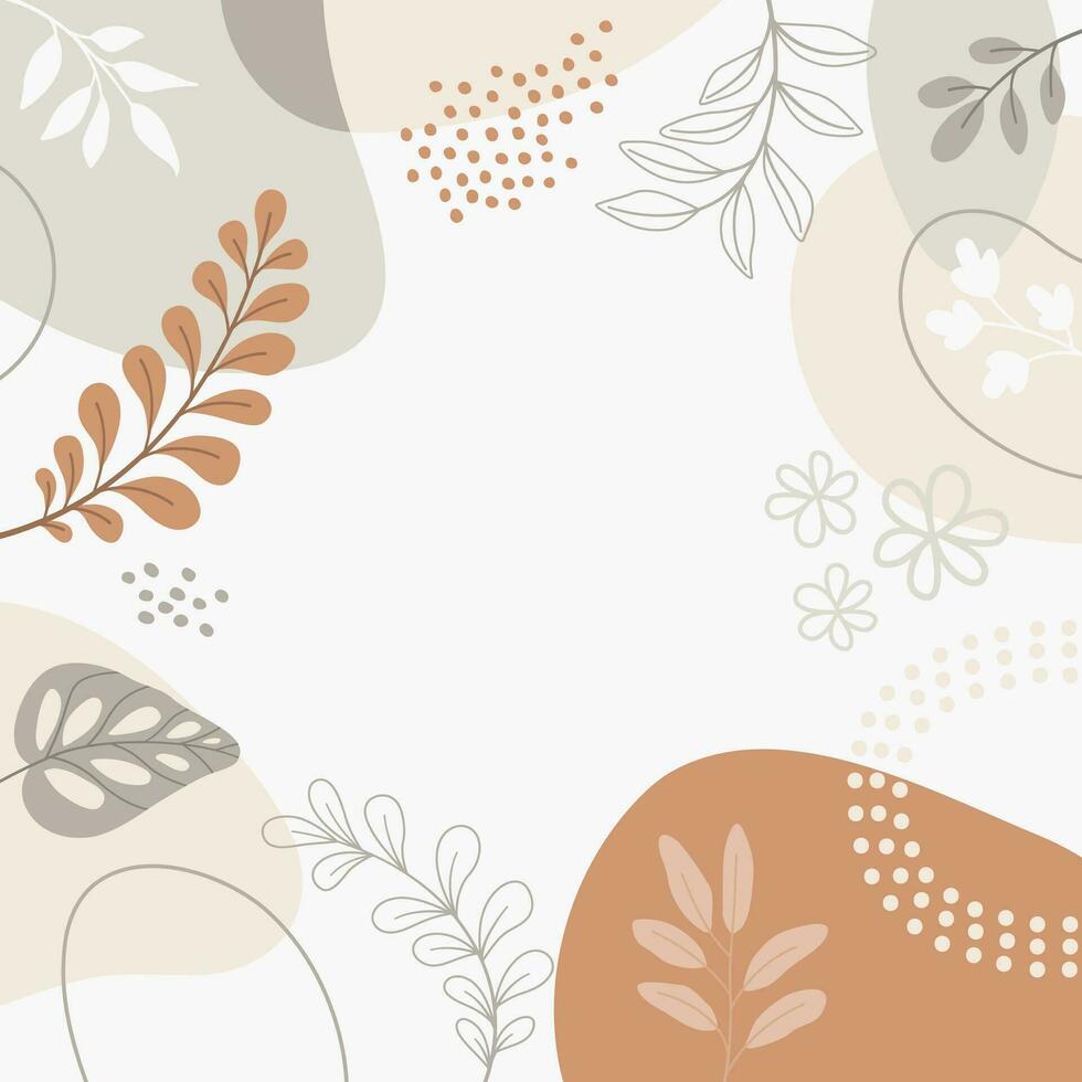 diseño de fondo de marco de banner. ilustración de vector de fondo de cartel colorido. plantas exóticas, ramas, impresión de arte para belleza, moda y productos naturales, bienestar, boda y evento.