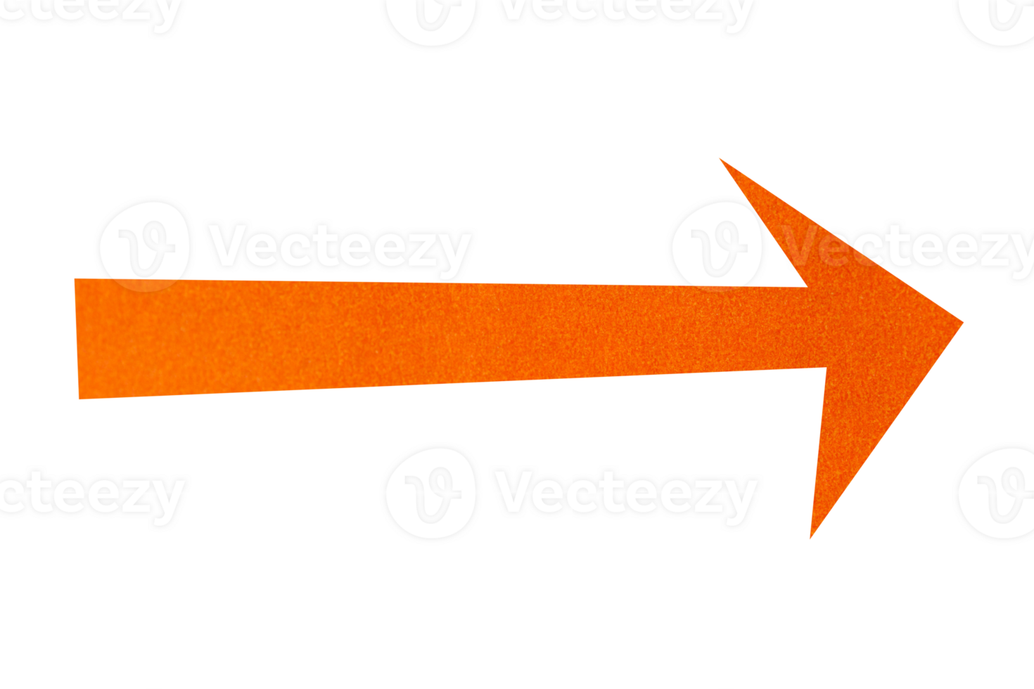 Orange paper arrow sign on transparent background png