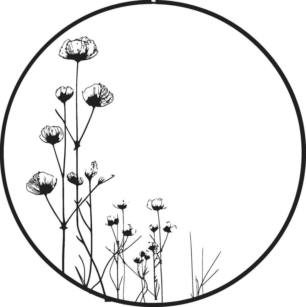 sofisticado floral abstracción minimalista logo icono agraciado mano dibujado vides negro vector emblema