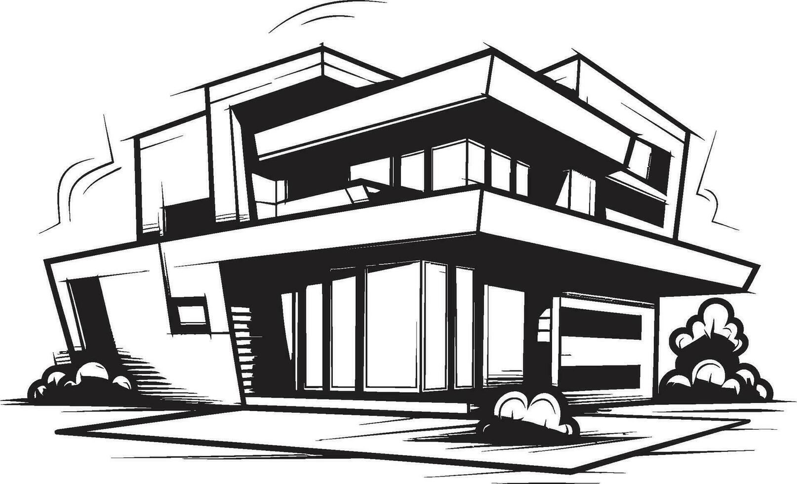 Mighty Living Symbol Bold House Sketch in Vector Format Thick Outline Dwelling Icon House Sketch in Logo Design