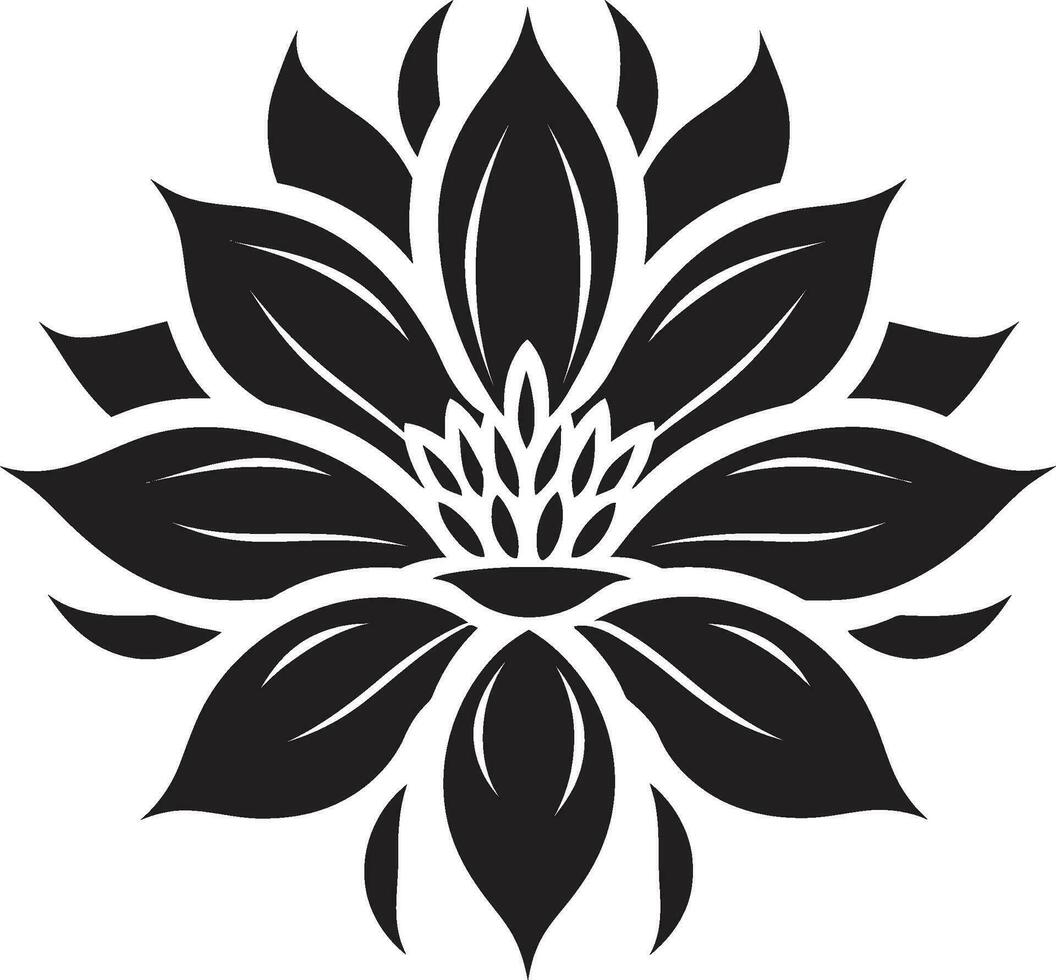 Whimsical Handcrafted Bloom Black Vector Icon Modern Floral Sketch Simple Hand Drawn Emblem