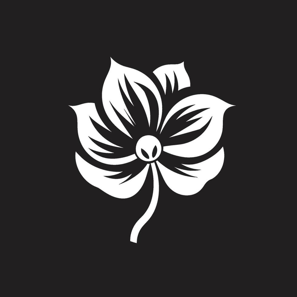Artistic Petal Silhouette Simple Vector Logo Minimalist Floral Sketch Black Hand Rendered Emblem