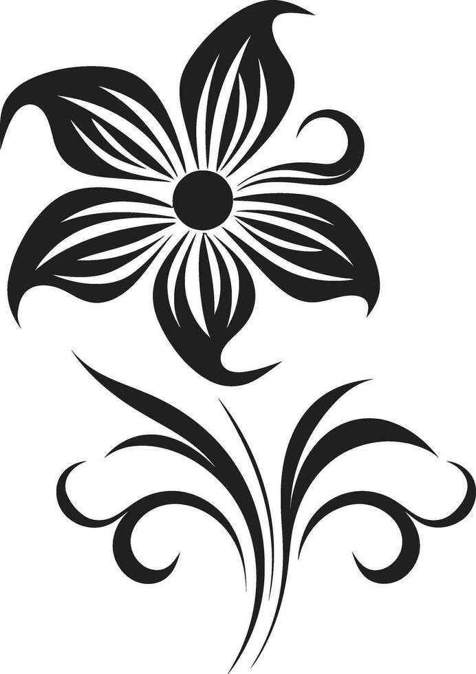 Whimsical Artistic Whirl Handcrafted Vector Emblem Modern Floral Abstraction Sleek Black Icon