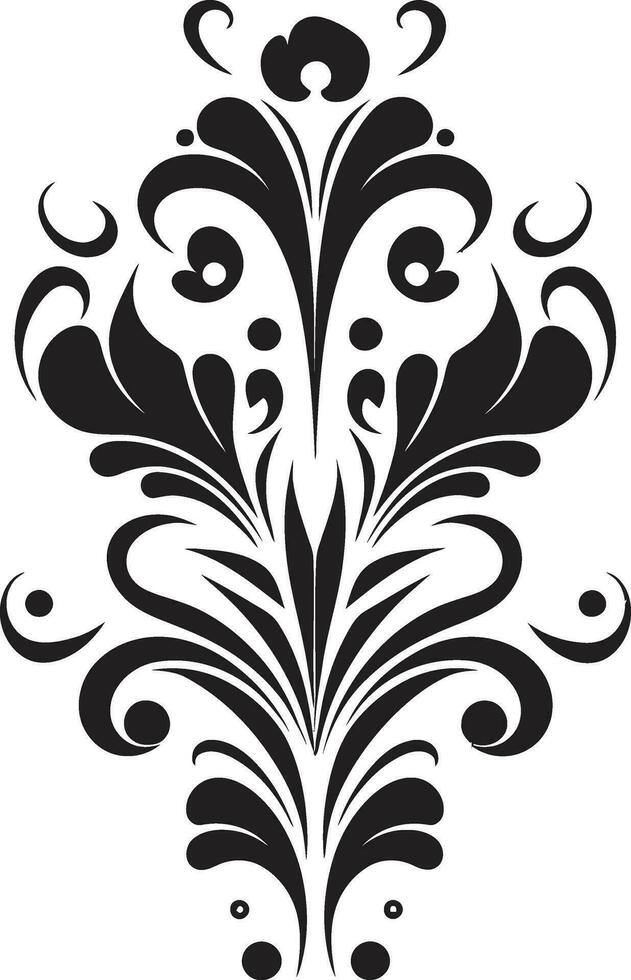 Intricate Noir Whirls Hand Rendered Vector Emblem Sleek Floral Beauty Hand Drawn Black Vector Icon