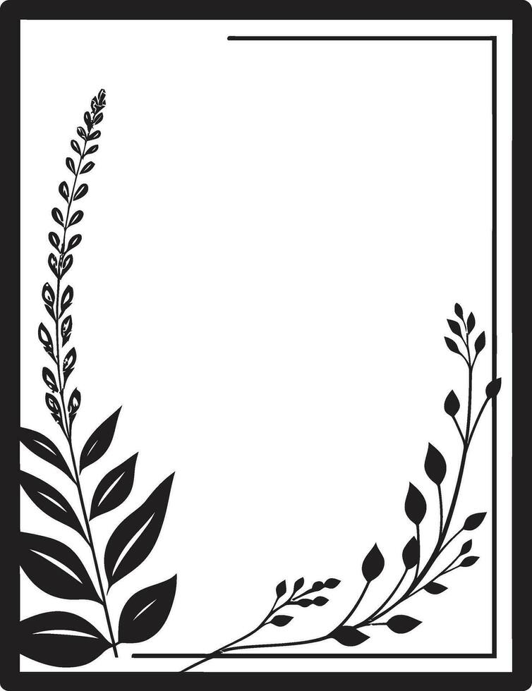 Simplicity in Bloom Hand Drawn Noir Icon Design Chic Hand Rendered Vines Black Minimalist Emblem vector