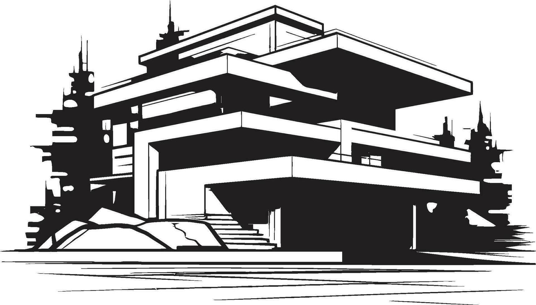 Fashionable Abode Emblem Modern House Design Vector Icon Trendy Home Mark Stylish House Design in Vector
