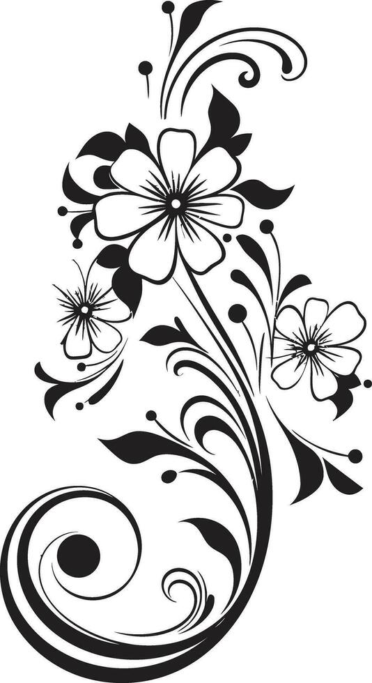 pulcro botánico silueta mano dibujado vector emblema noir florecer arte negro icónico logo elemento diseño