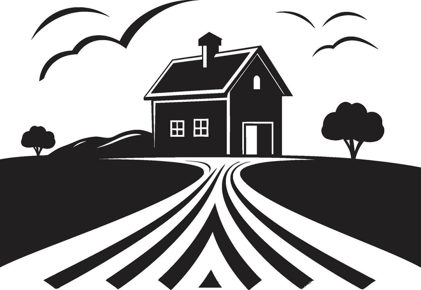 Farmers Haven Mark Farmhouse Vector Logo Agrarian Retreat Design Farmers House Vector Icon