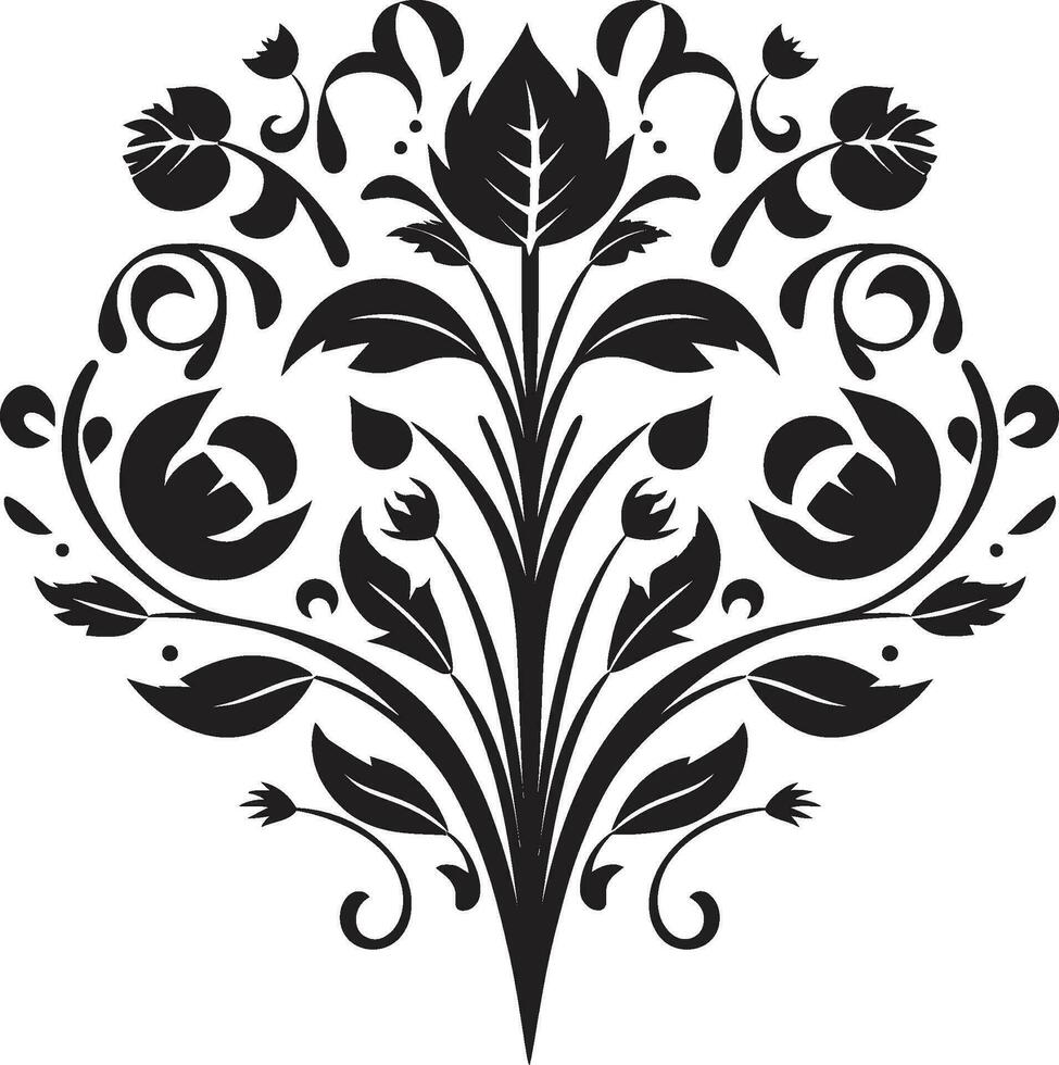 Mystical Noir Composition Hand Drawn Vector Icon Elegant Noir Intricacies Handcrafted Black Logo Design