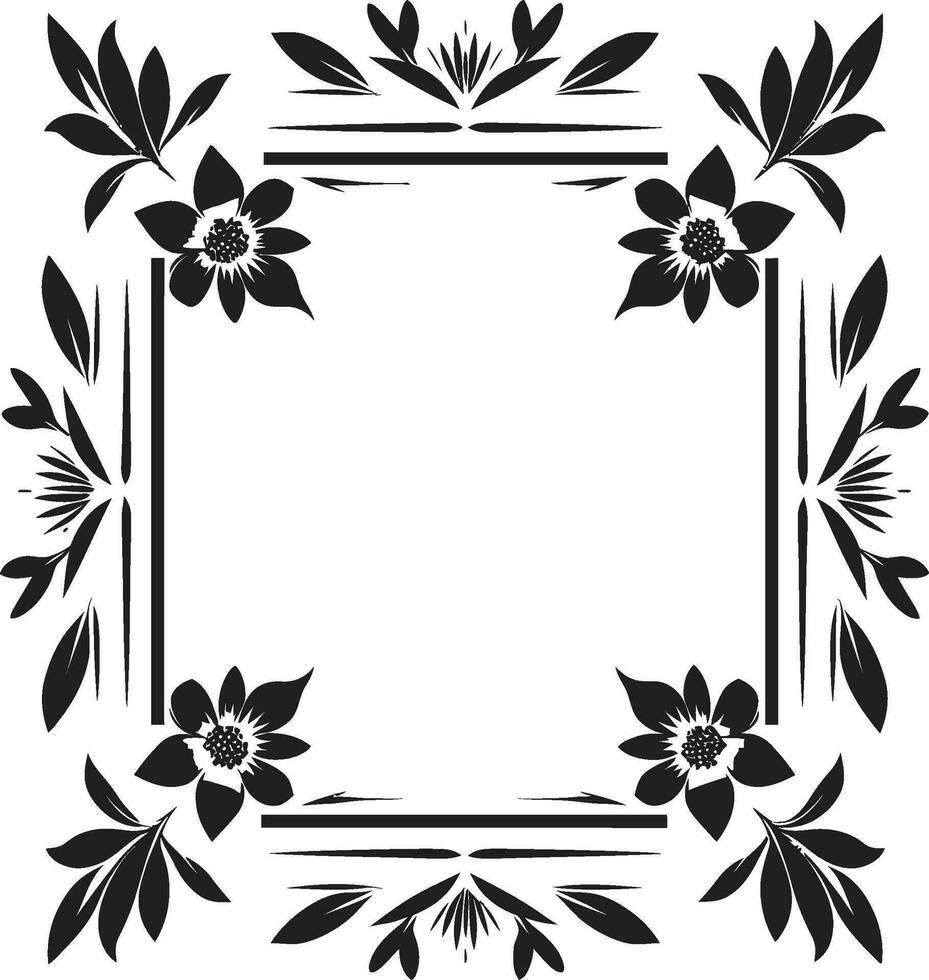 Floral Symmetry Unveiled Black Vector Icon Tessellated Beauty Geometric Floral Design