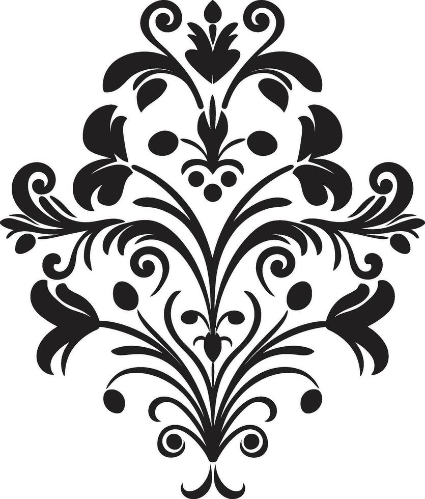 caprichoso noir esencia mano dibujado vector emblema elegante botánico complejidades negro icónico diseño