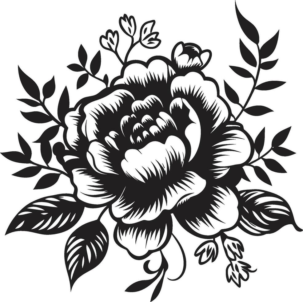 artístico noir jardín giro elegante vector logo Arte noir florecer grabados temperamental floral emblema crónicas