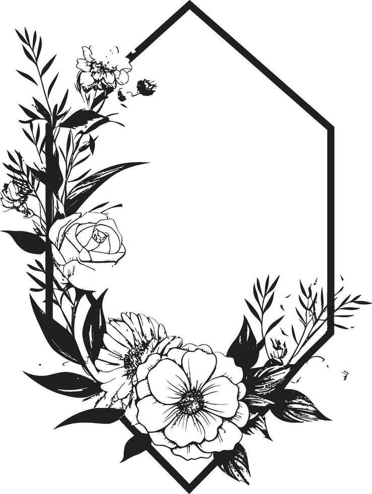 elegante mano prestados florales minimalista negro emblema elegante minimalista vides noir mano dibujado icono vector