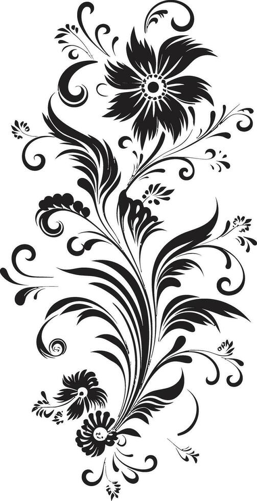 Unique Botanical Sketches Iconic Vector Emblem Sophisticated Hand Drawn Patterns Black Vector