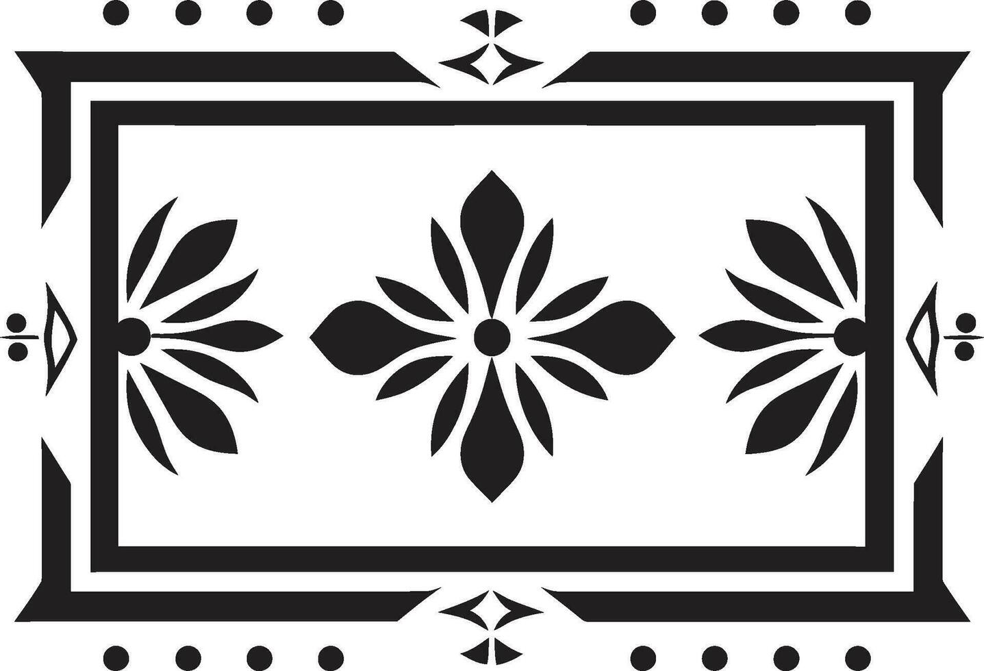 Floral Gridwork Geometric Vector Tile Logo Abstract Petal Patterns Black Floral Icon