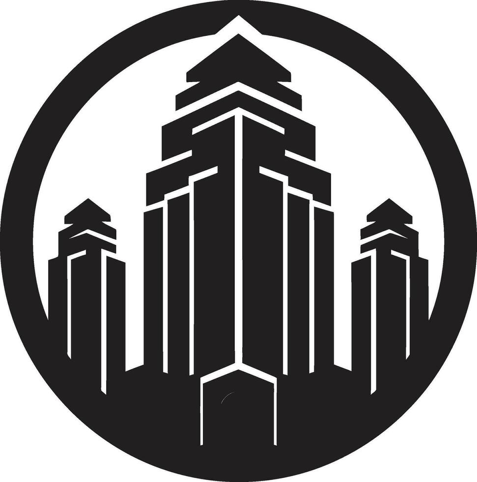 Downtown Heights Illustration Multifloor Building in Vector Icon Urban Tower Emblem Multifloor Cityscape Vector Logo