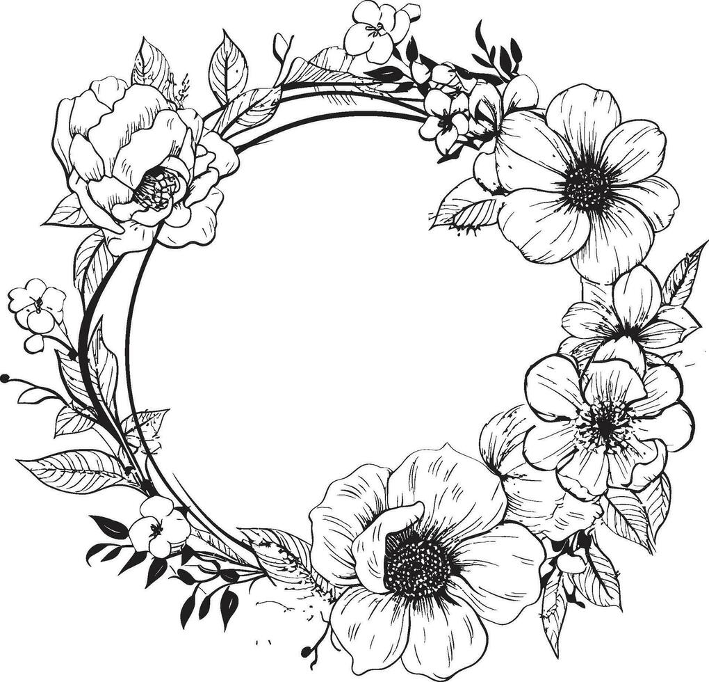Minimalist Noir Blooms Hand Drawn Vector Logo Icon Sleek Floral Elegance Black Vector Iconic Design