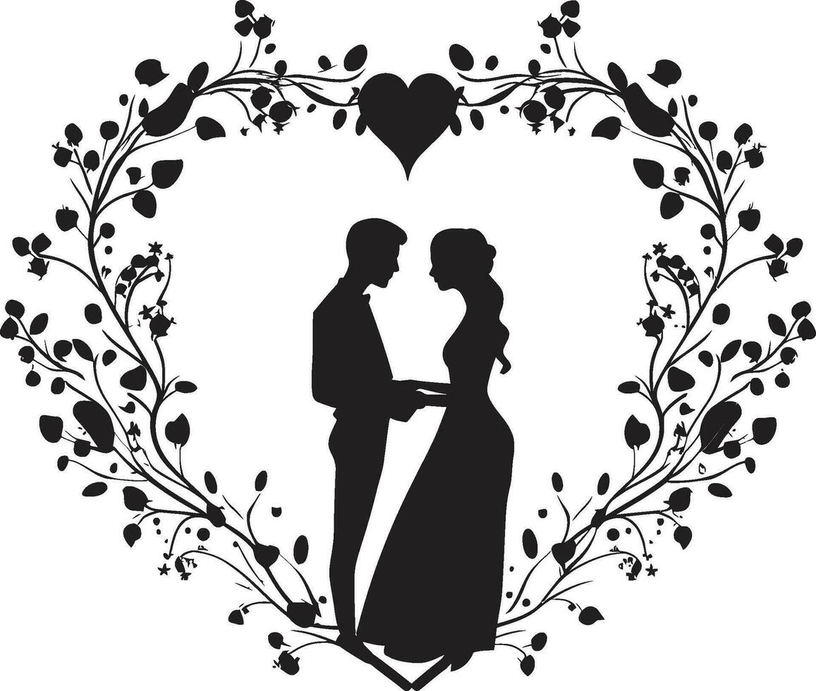 majestuoso matrimonio decorativo marco para el Pareja radiante romance novia y novio retrato marco vector