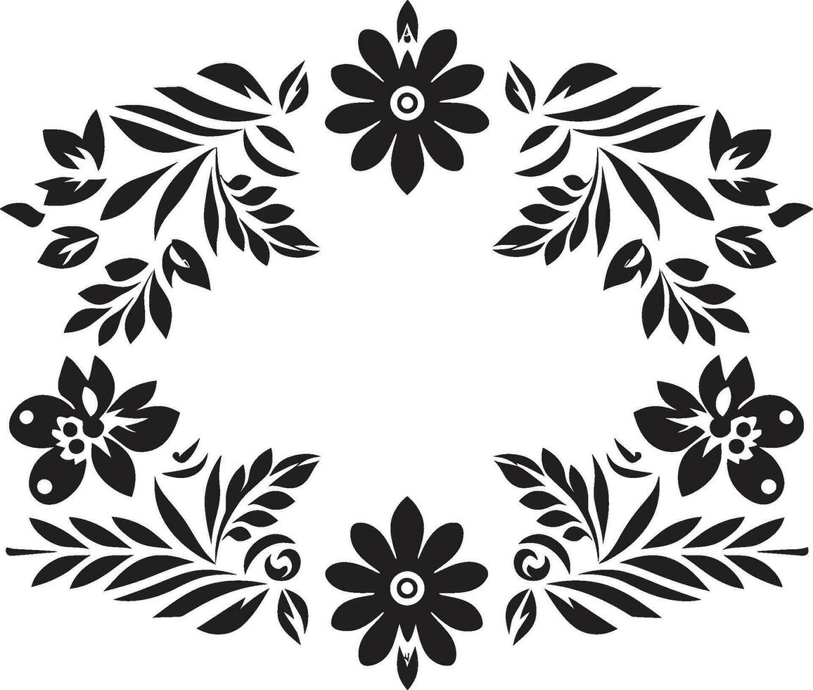 Abstract Petal Arrangement Black Vector Tile Icon Botanical Tessellations Geometric Floral Pattern