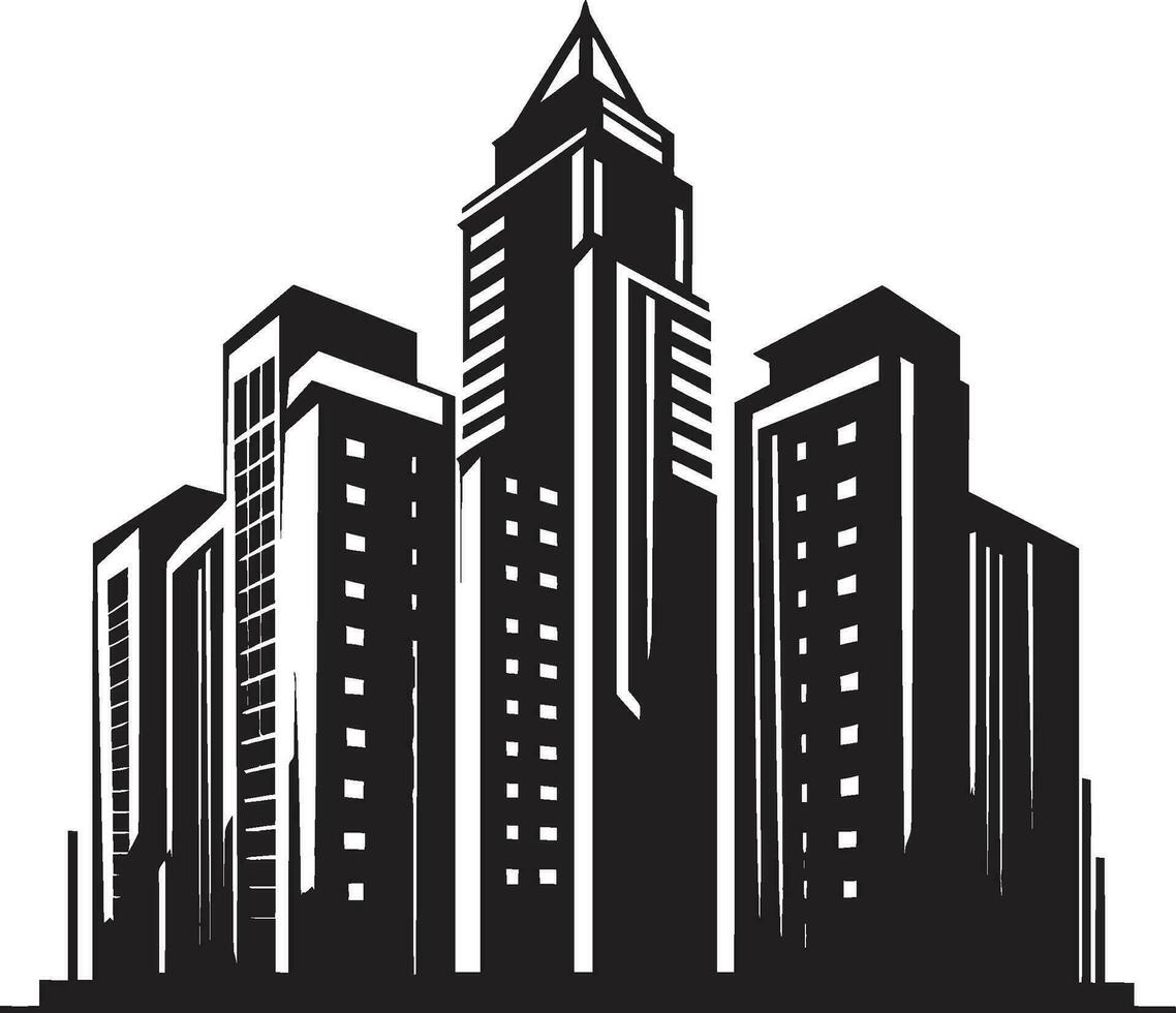 Skyline Symphony Multifloor Urban Building Vector Icon Cityscape Essence Multifloral Building Vector Logo Design